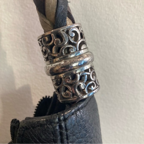 BRIGHTON Leather Metal Accents Braided Handle E726652 Shoulder Bag  Purse - Picture 10 of 14